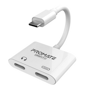 Promate UniSplit-C 2-In-1 Splitter USB To Audio Adapter White-Flash Zone Electronics فلاش زون للالكترونيات